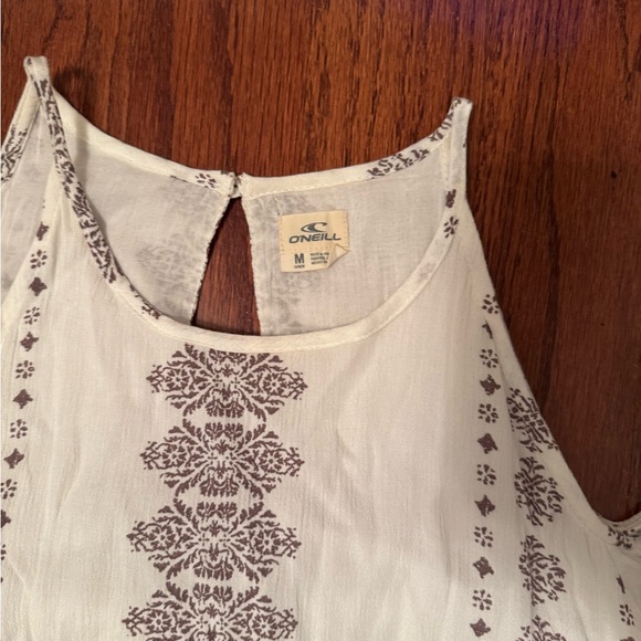 NWT Bohemian Cold Shoulder Dress in Cream and Brown, O’Neill Brand size Medium - Picture 2 of 2